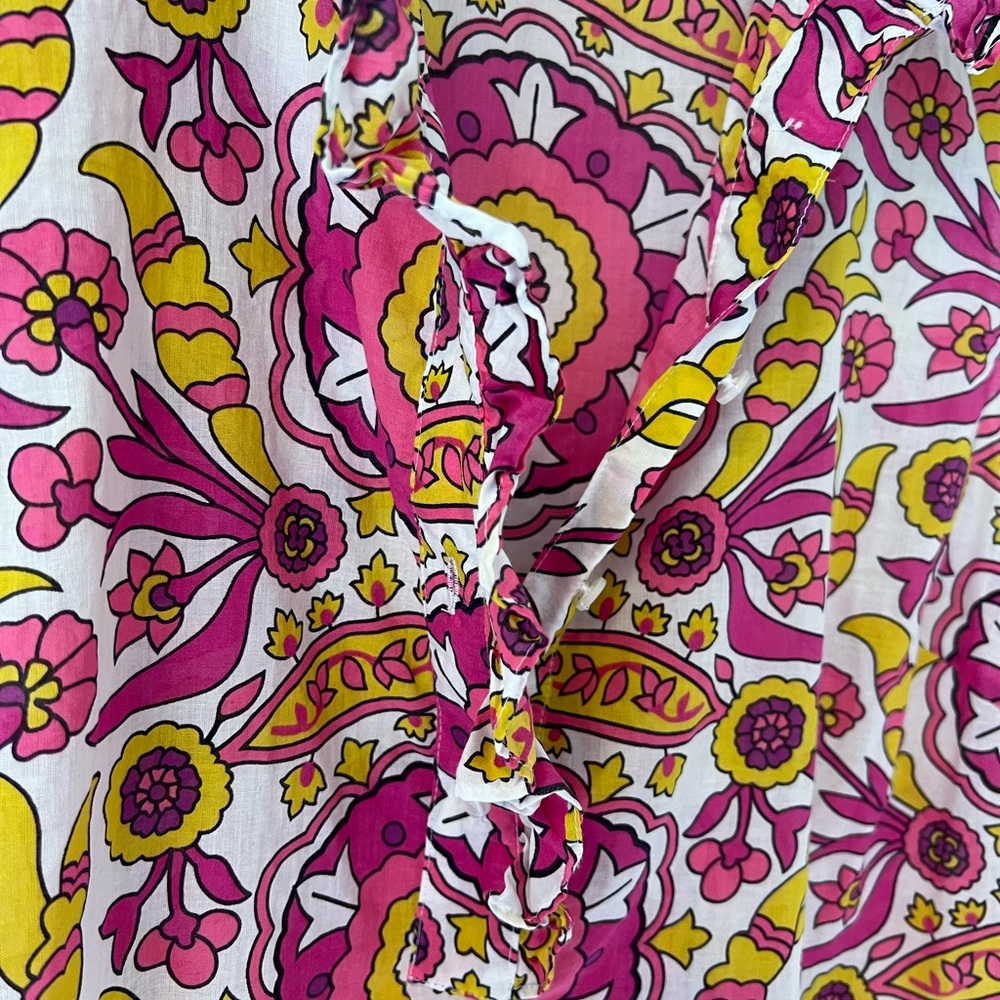 Tory Burch Pink and Yellow Floral Sleeves Blouse - Picture 4 of 6